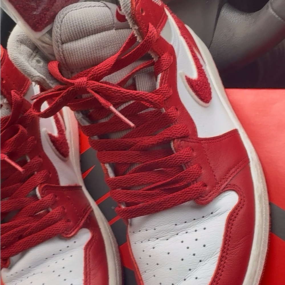 Red and White High-Top Sneakers